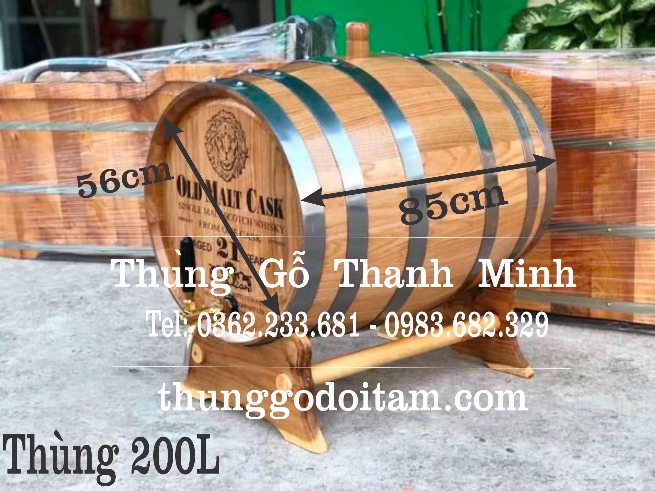 Thùng gỗ sồi ngâm rượu 200L - Xưởng Thanh Minh số 1 về chất lượng.