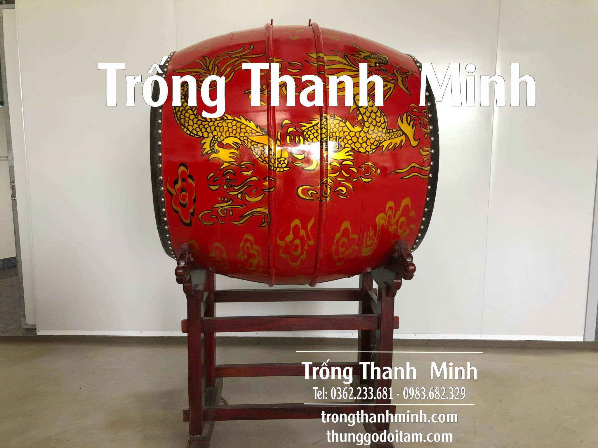 Xưởng sản xuất Trống chùa giá rẻ Thanh Minh kích thước mặt trống 60cm cao 80cm